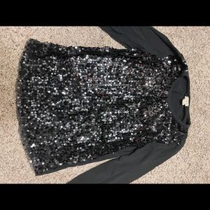 Like new JCrew sequined black party top
